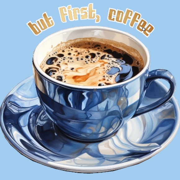 Light blue hoodie with But First, Coffee art, port & co cozy fleece - Picture 1 of 2